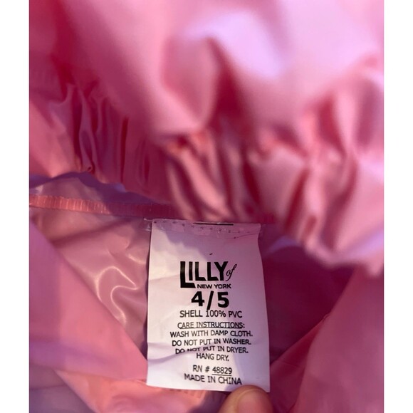 ☔️ Lily of New York Girls 4/5 Hooded Rain coat jacket pink with hearts - Picture 5 of 6